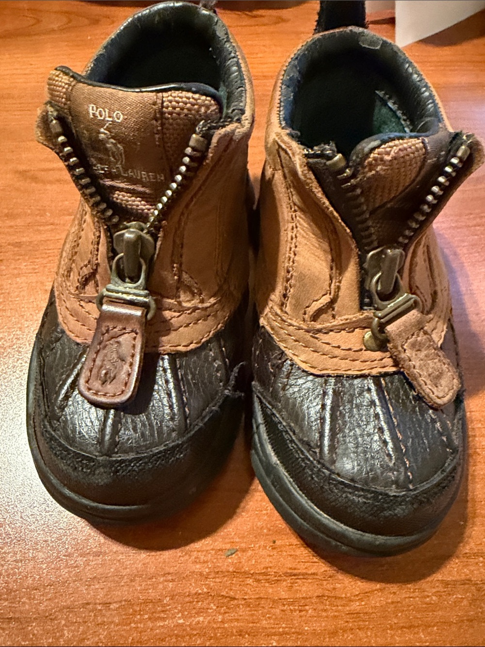 Polo by Ralph Lauren Kids Brown and Black Leather Duck Boots